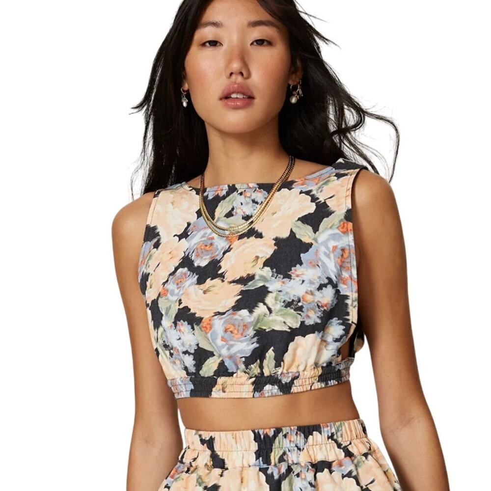 Atoir Sleeveless Reversible Floral Print Bahama Cropped Top size Small